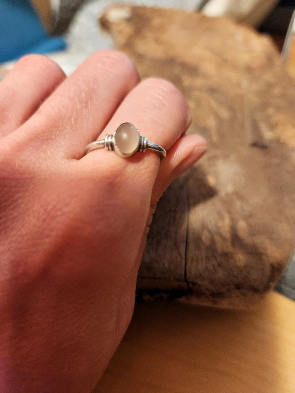 Oval Stone Sterling Silver Ring
